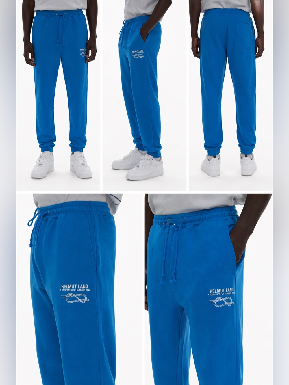 Helmut Lang Knot Logo Jogger Sweatpants Cerulean Blue Size M